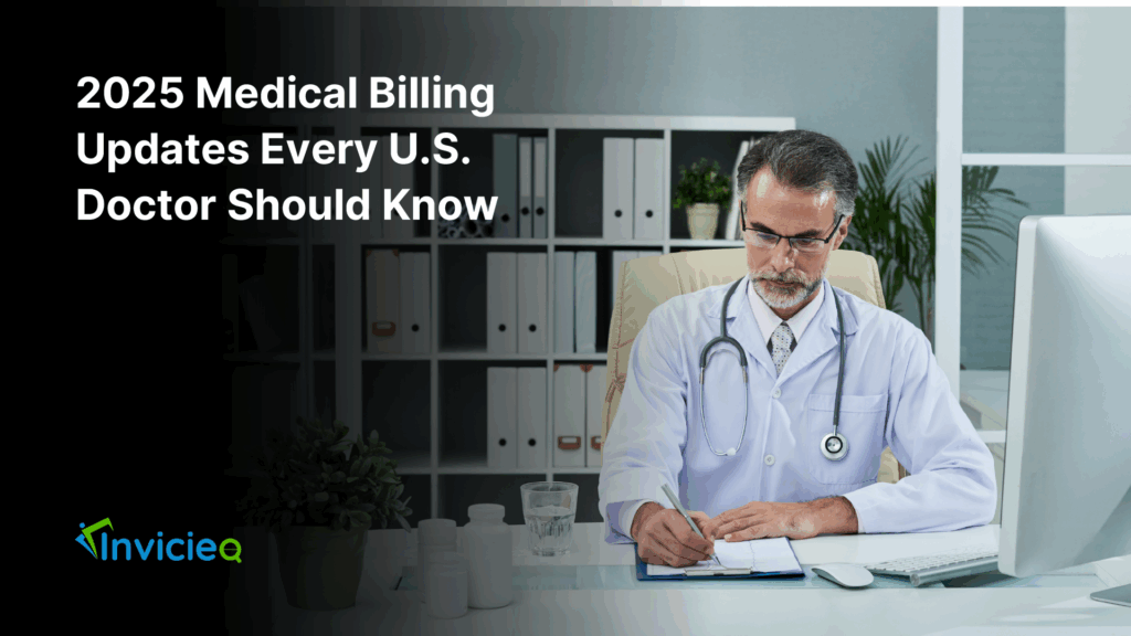 Doctor reviewing 2025 medical billing updates on a digital report
