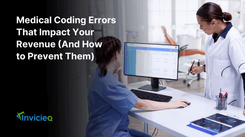 Doctor reviewing medical billing codes to prevent errors that could reduce healthcare practice revenue.