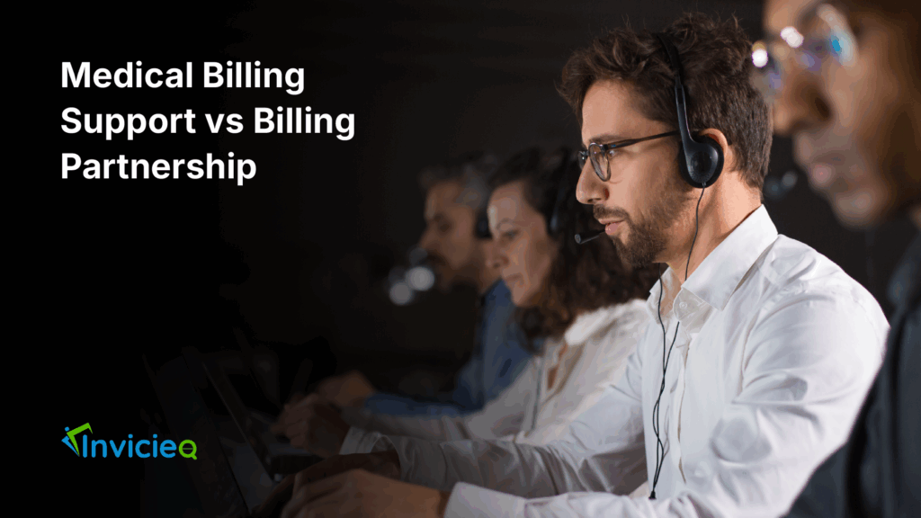 Comparison chart of medical billing support and billing partnership showing key differences for healthcare practices.