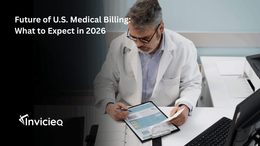 Illustration of futuristic medical billing systems using AI and automation, representing the future of U.S. medical billing in 2026.