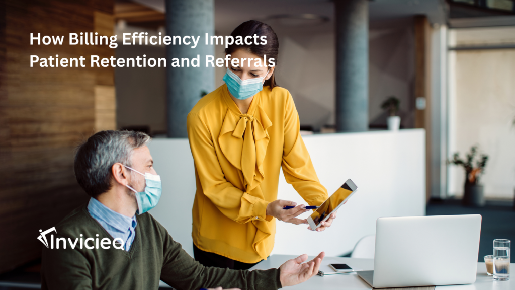 A clinic staff member reviewing billing processes to improve patient retention and referral rates through efficient medical billing.