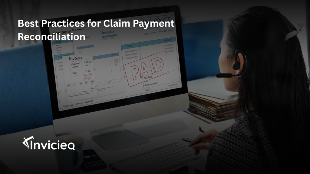 A medical billing professional reconciling insurance claim payments with financial reports on a computer.