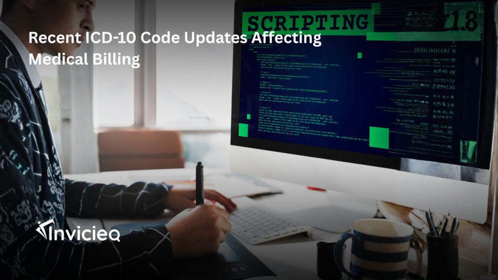 A medical coder reviewing recent ICD-10 code updates for accurate billing and claim submission.